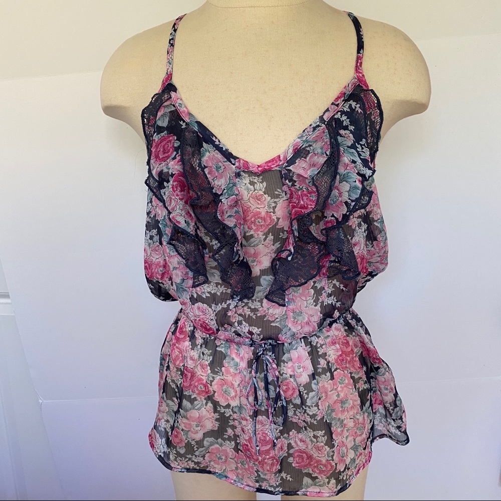 Forever 21 Racerback Floral Ruffle Top
